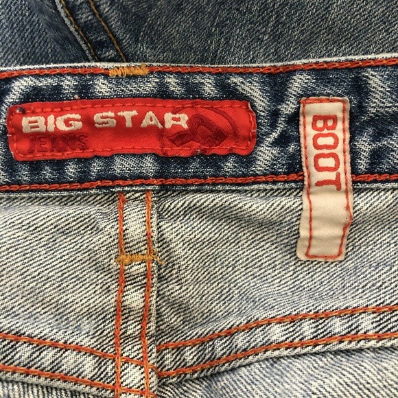 Big Star Size 30R Boot Cut Jeans Medium Wash Distressed Ripped 100% Cotton - Picture 11 of 12
